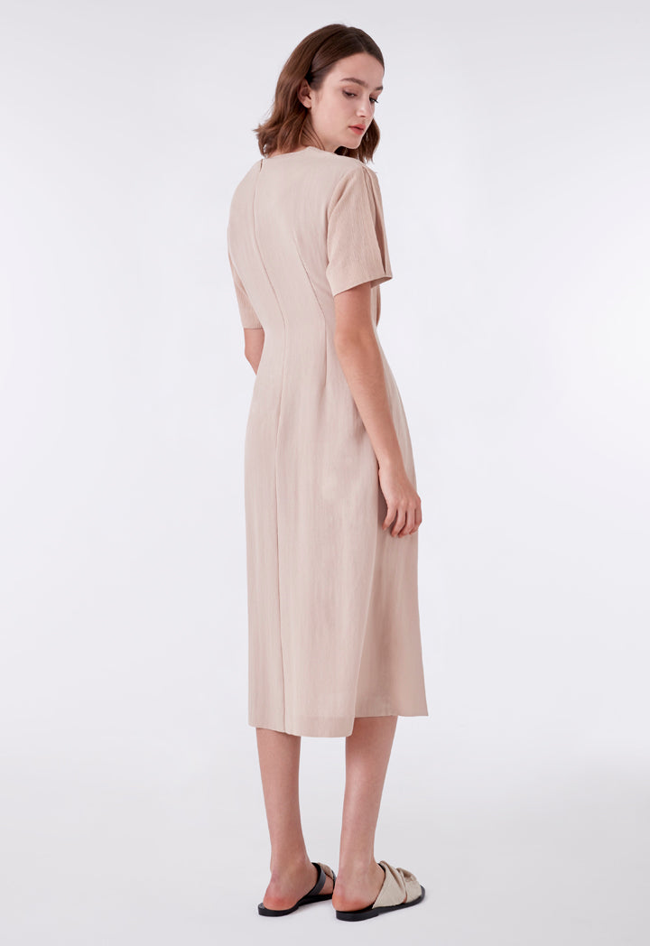 Front Crinkle Belted Dress