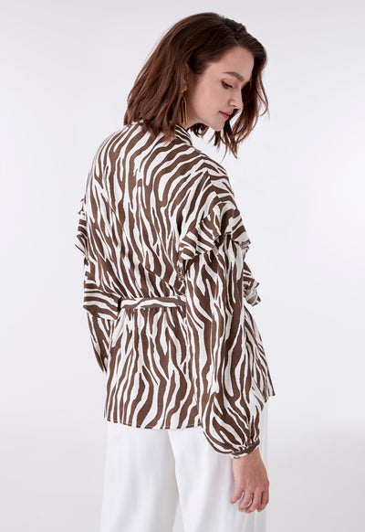 Animal Print Elastic Waist Shirt