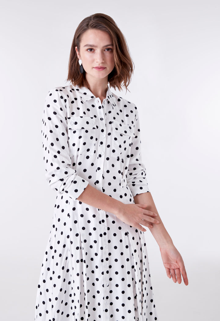 Polka Dot Midi Shirt Dress