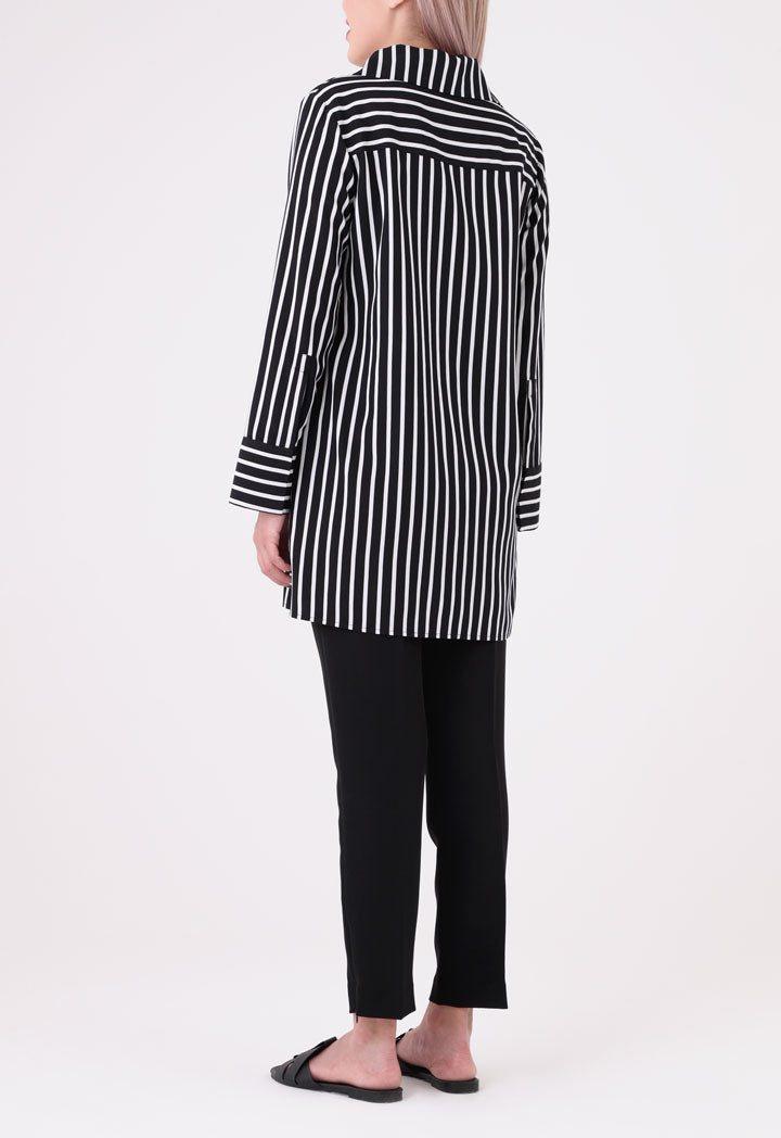 Black And White Striped Button Up Shirt