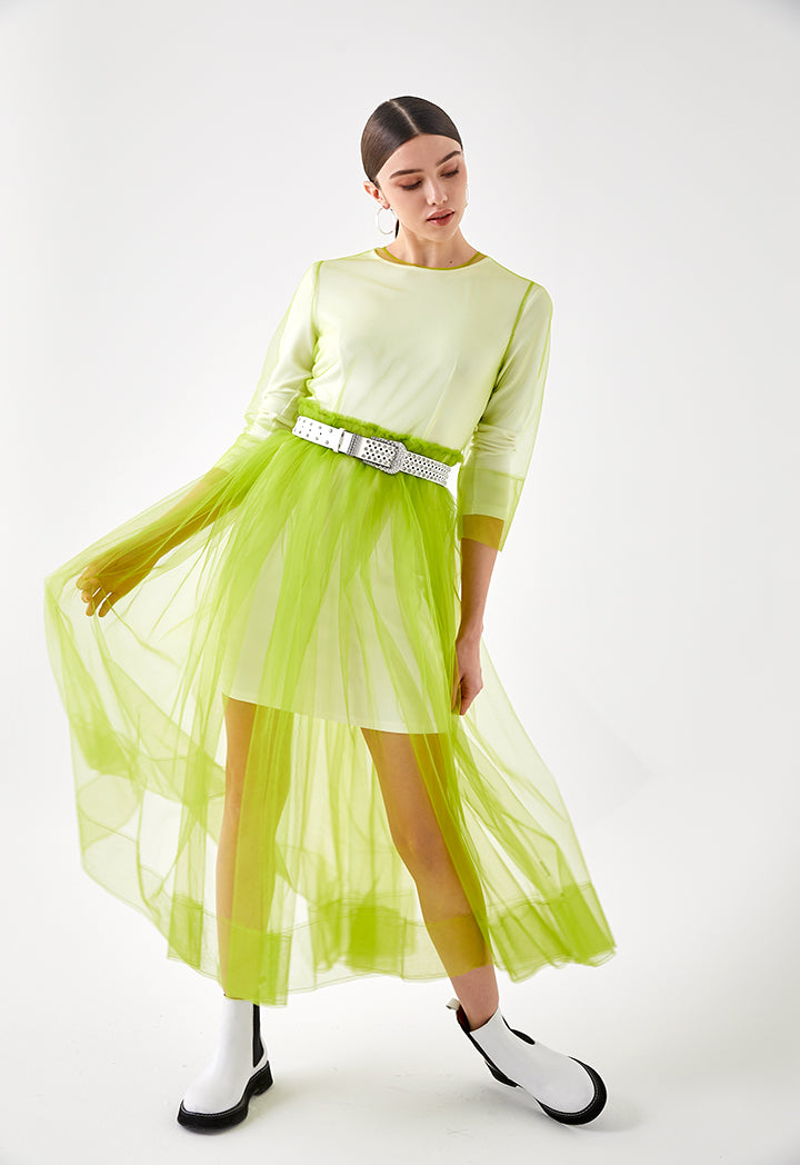 Green Mesh Tulle Outer Dress