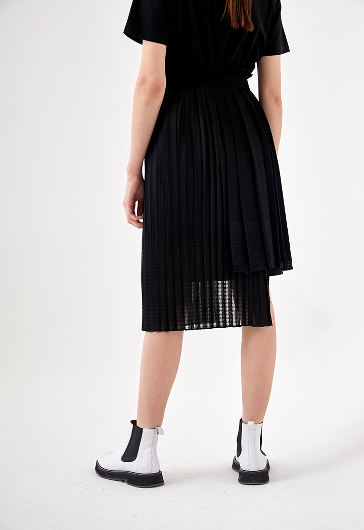 Pleated High Low Skirt