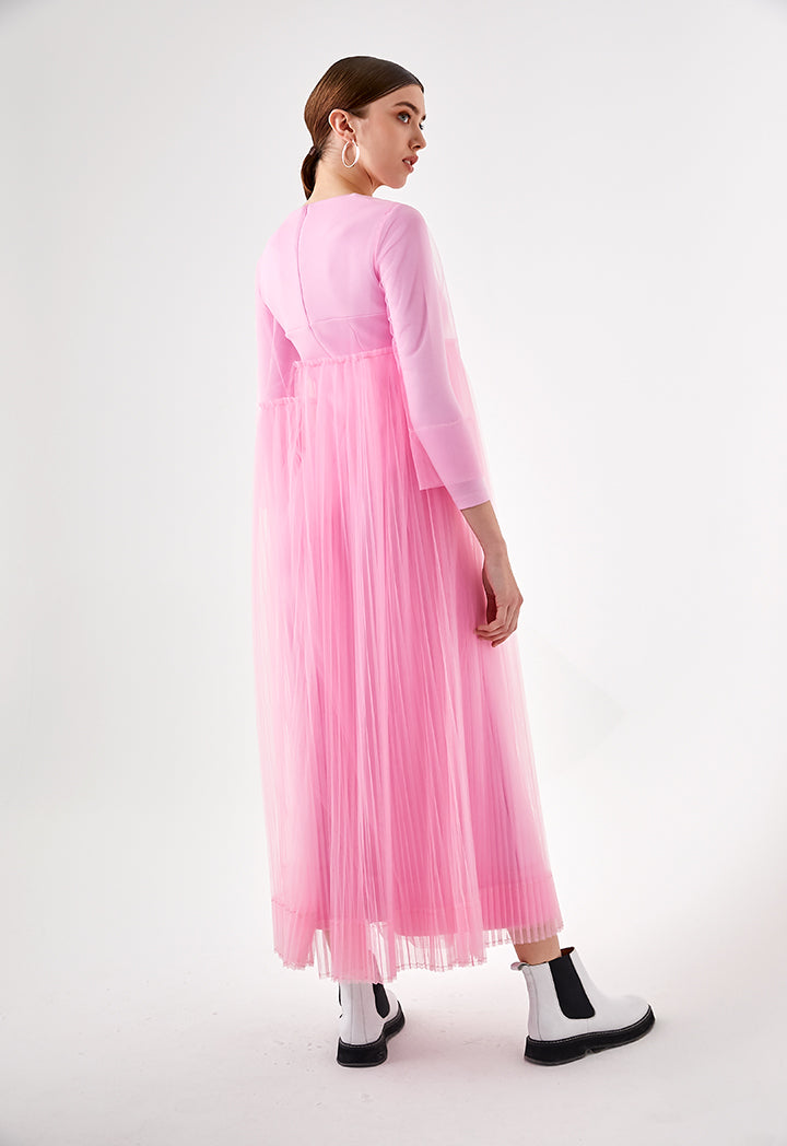 Mesh Tulle Pleated Outer Dress