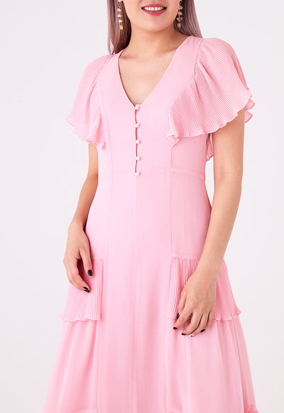 Electric Pleated Trim Dress