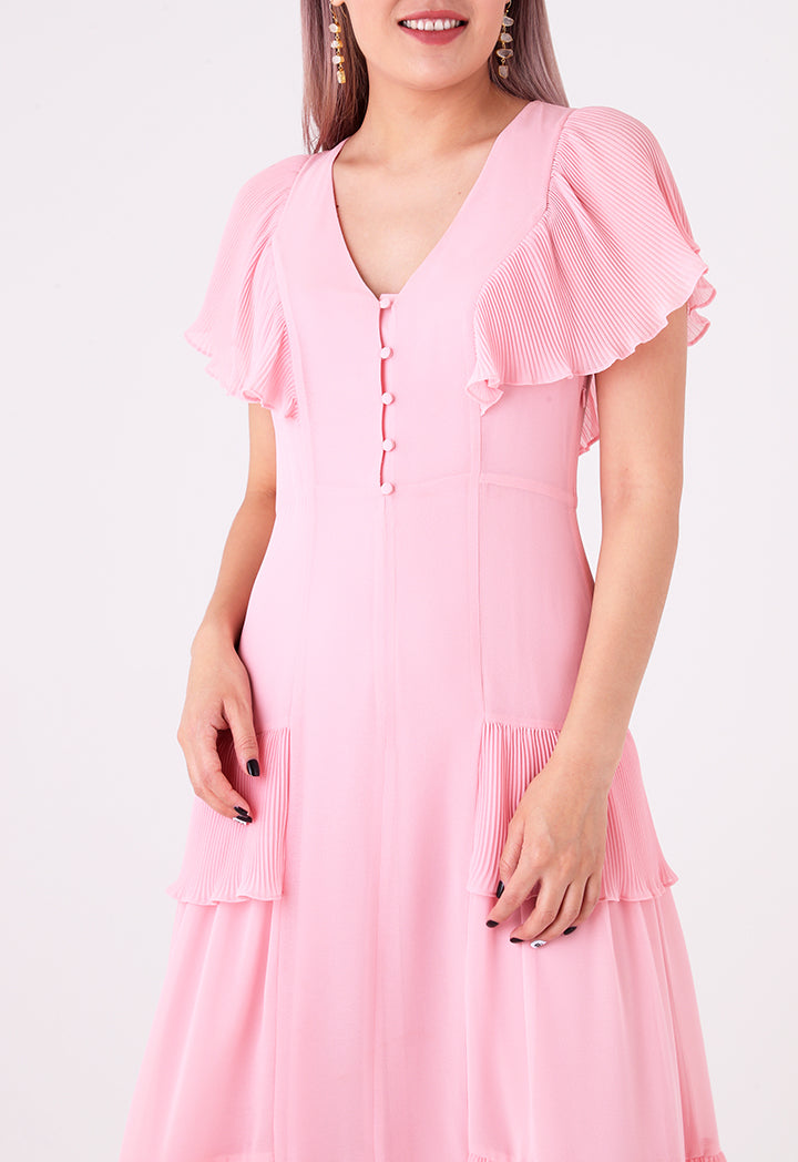 Electric Pleated Trim Dress