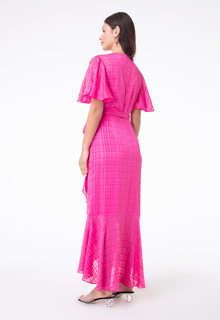 Lurex Stripe Wrap Dress