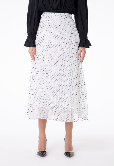 Dotted Pleated Skirt