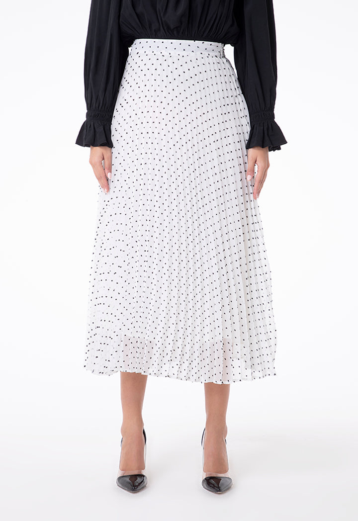 Dotted Pleated Skirt