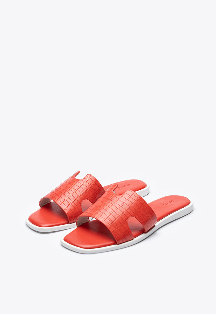 Solid Cutout Vamp Slip On Sandals