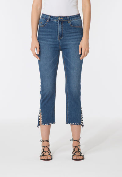 Studded Hem Denim Pants