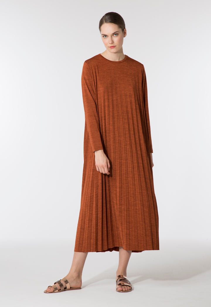 Rust Pleated Dress