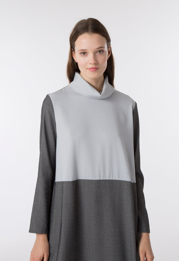 High neck Colorblock Abaya
