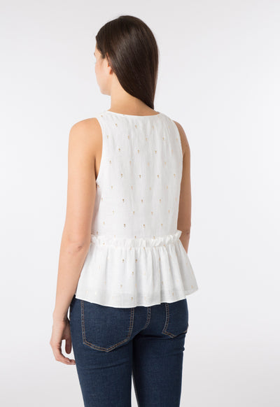 Printed Linen Sleeveless Top