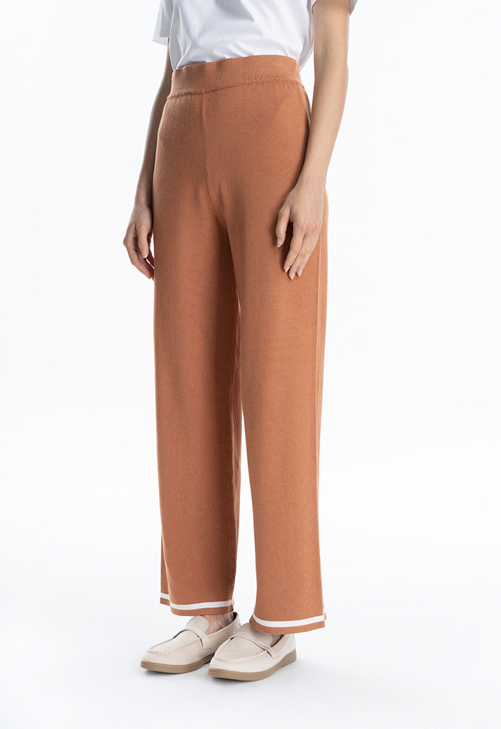 Contrast Lined Hem Hi-Rise Trouser