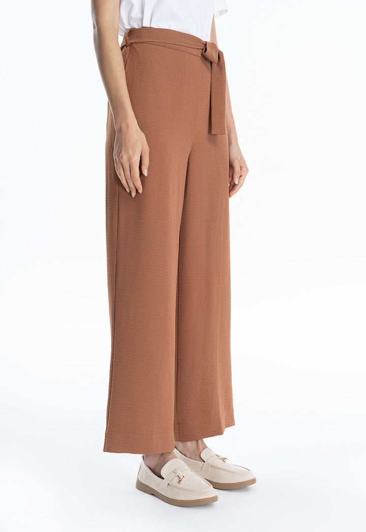 Ribbon Belt Hi-Rise Straight Leg Trouser