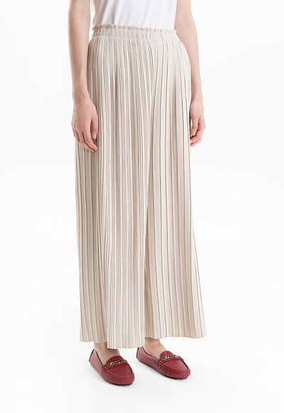 Pleated Wide Leg Solid Trouser