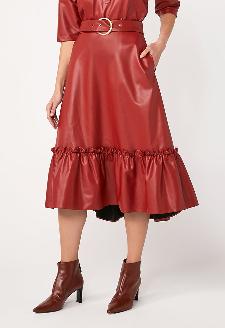 Faux Leather Solid Skirt