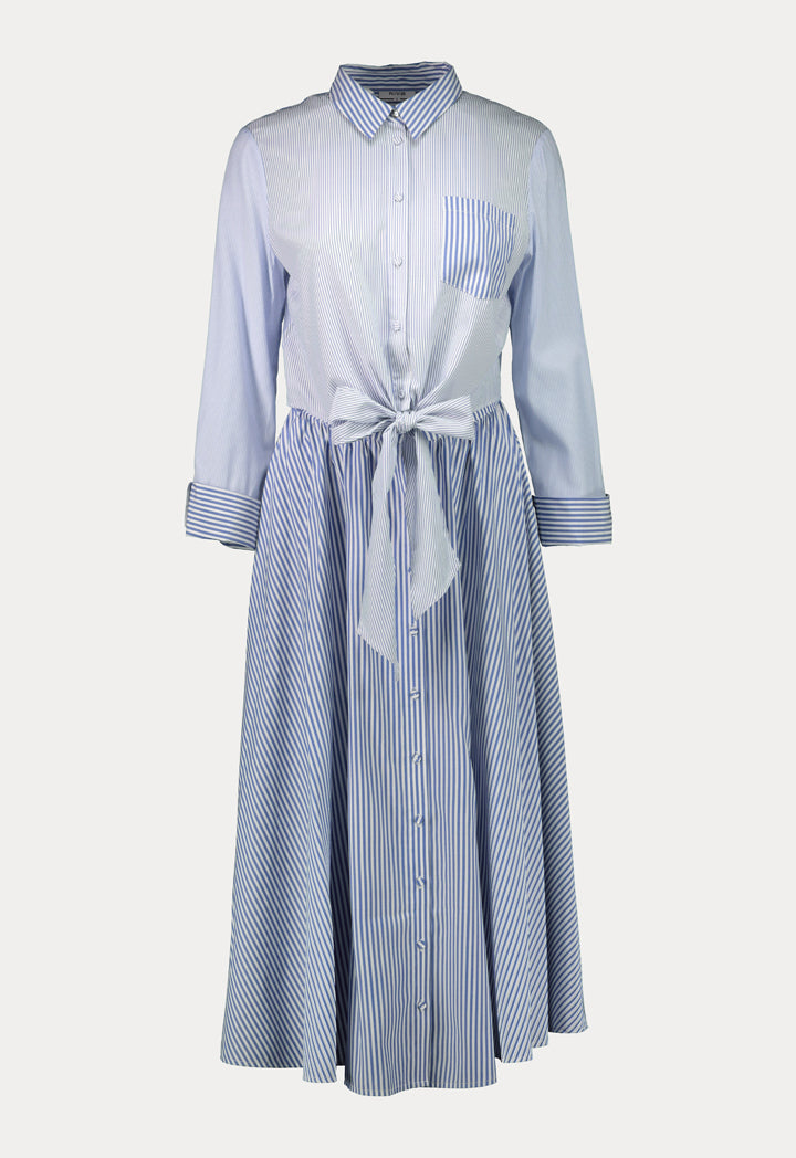 Self Tie Waist Striped Dress