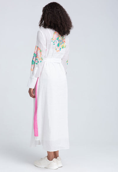 Shirt Collar Embroidered Dress