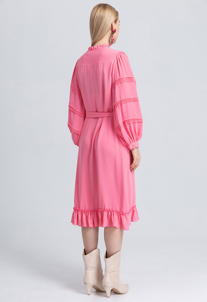 Single Color Pin Tucked Dress