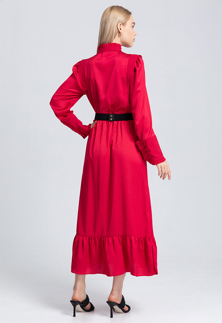 Flap Solid Color Maxi Dress