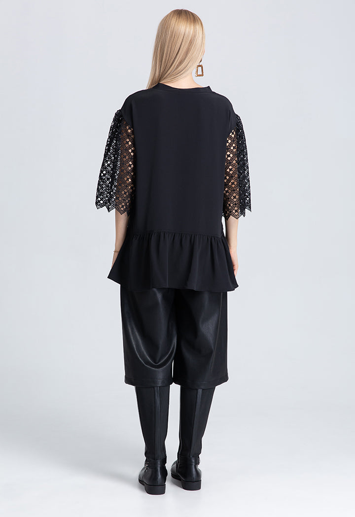 Solid Net Sleeve Top