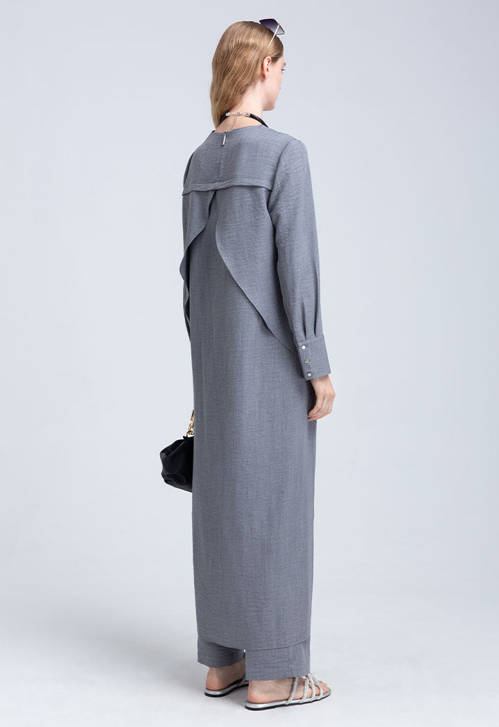 High Low Draped Lapel Blouse
