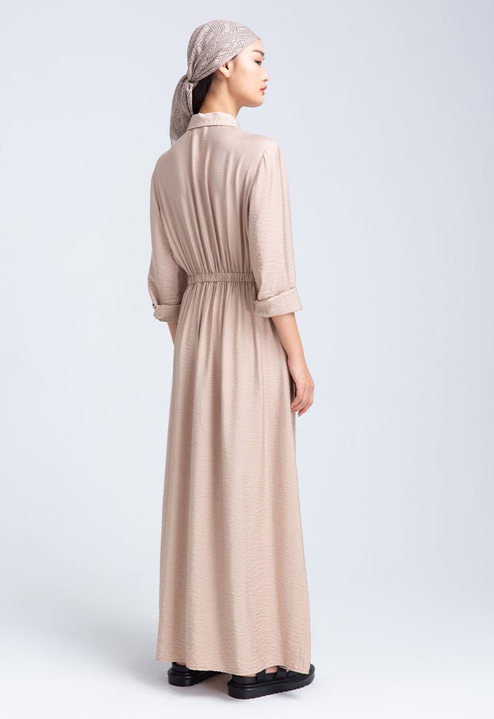 Textured Flap Solid Shirt Dress