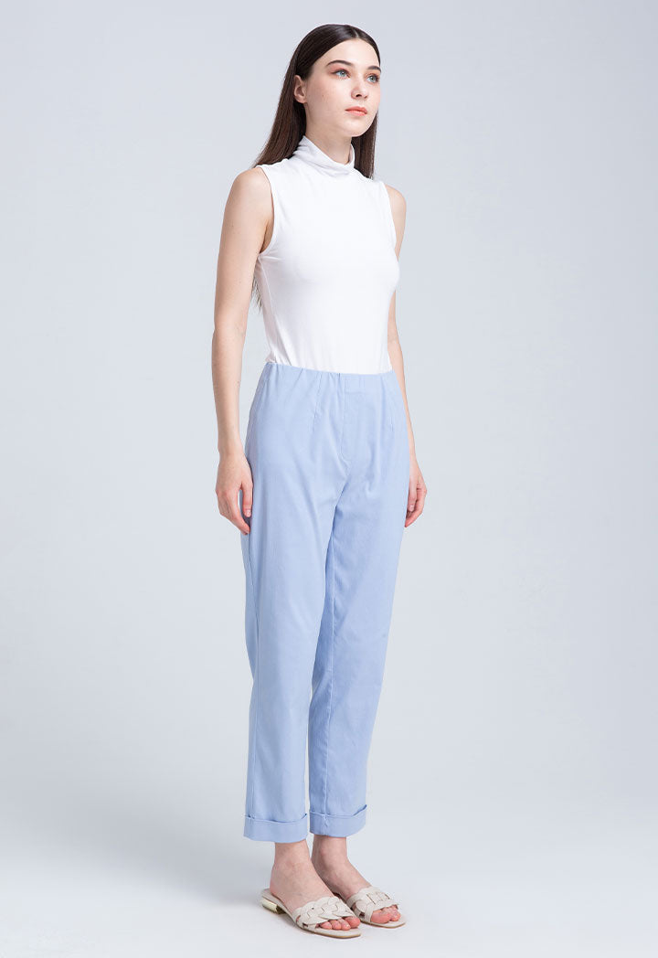 Folded Hem Solid Basic Trouser