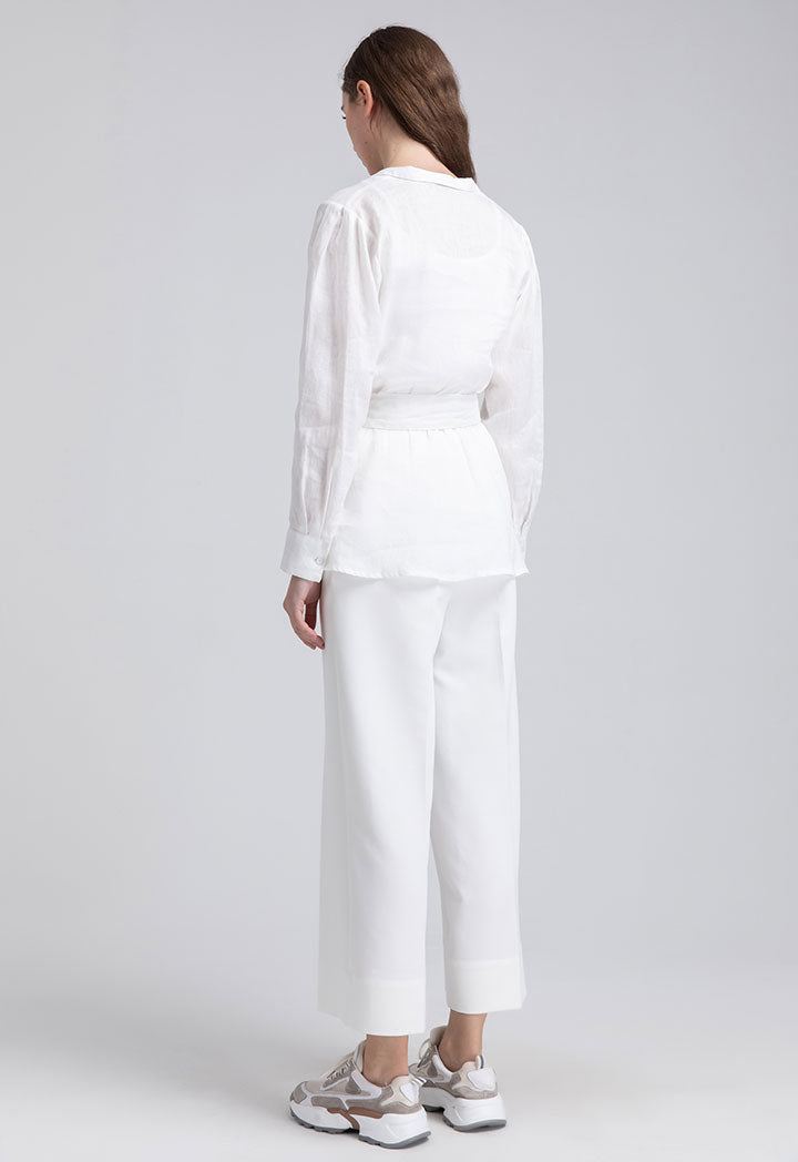 Embroidered Motif Linen Blouse