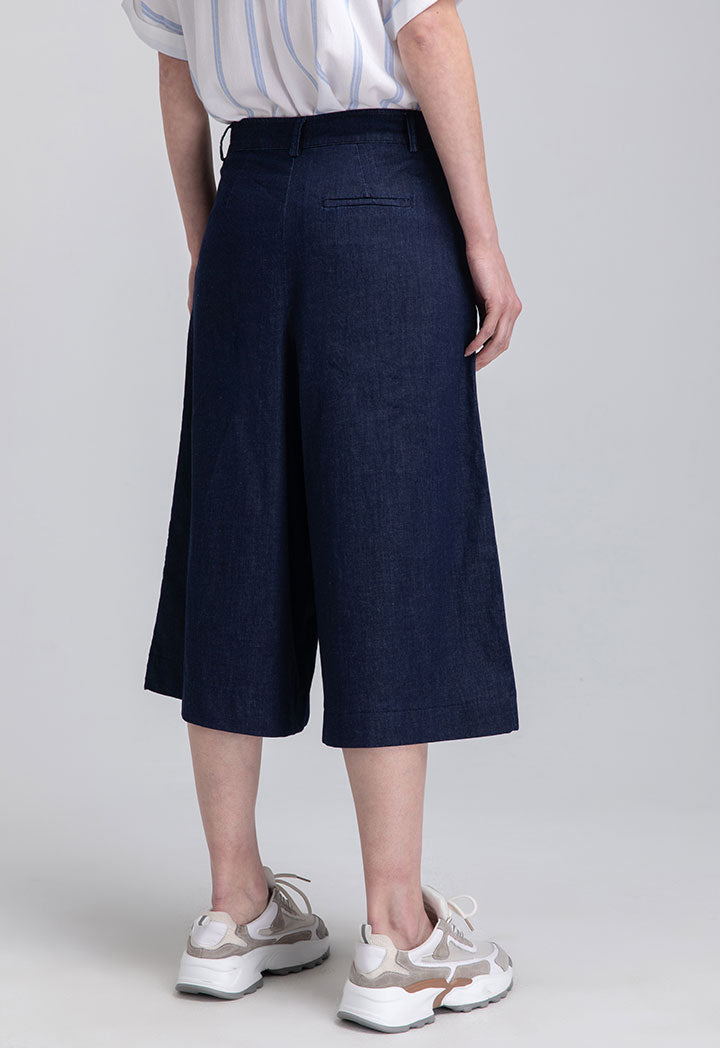 Wide Leg Cropped Denim Trouser