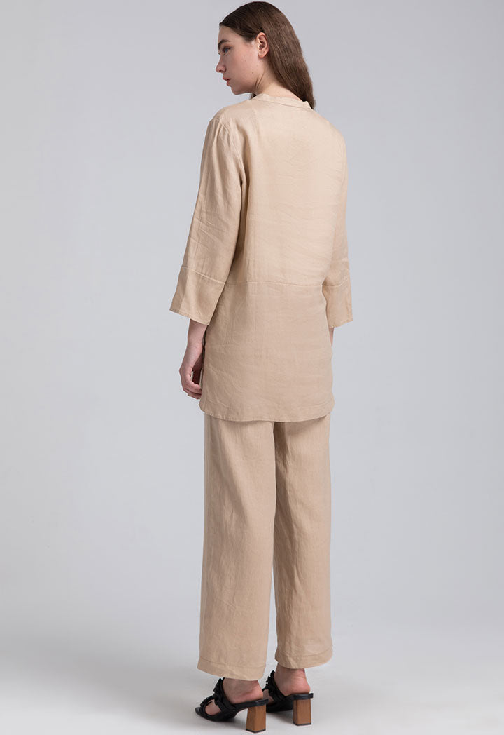 Linen Round Neck Blouse