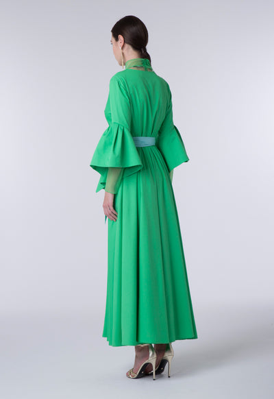 Flounce Sleeve V-Neck Dress