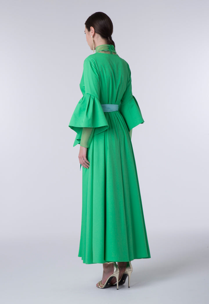 Flounce Sleeve V-Neck Dress