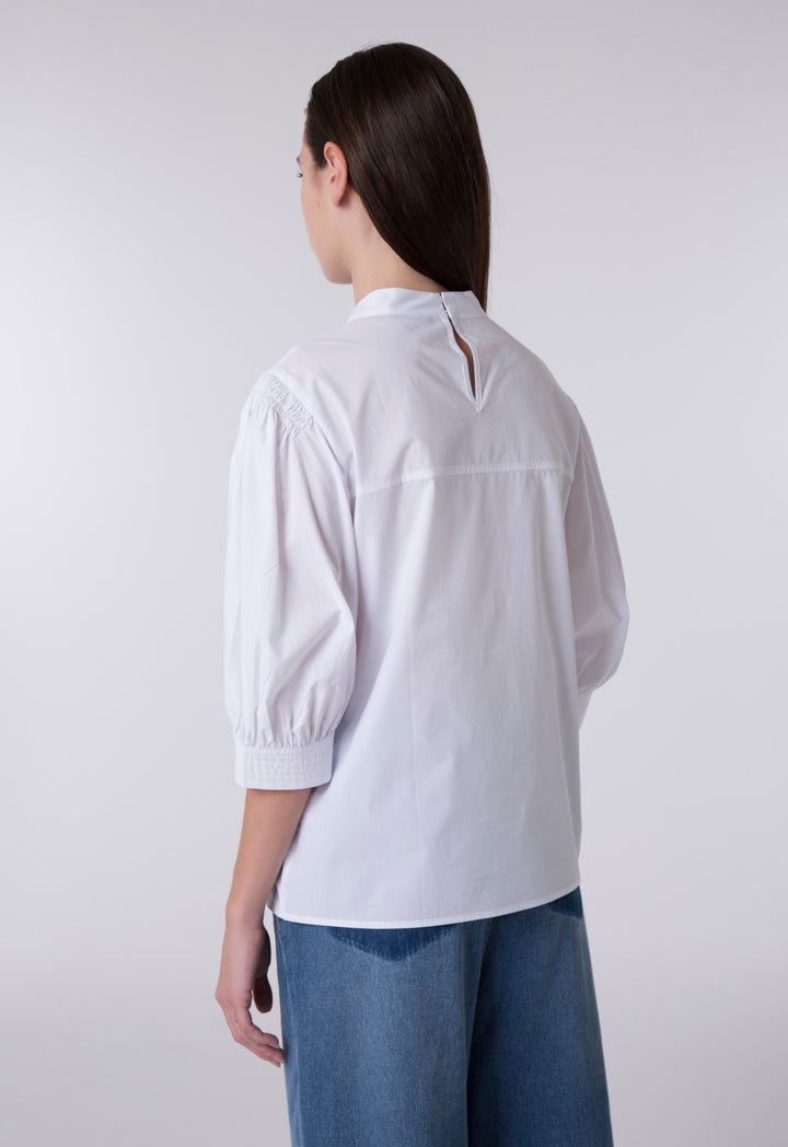 Balloon Sleeves White Blouse
