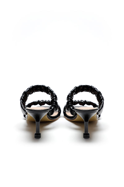 Ruched Double Strap Mules Slides Sandals