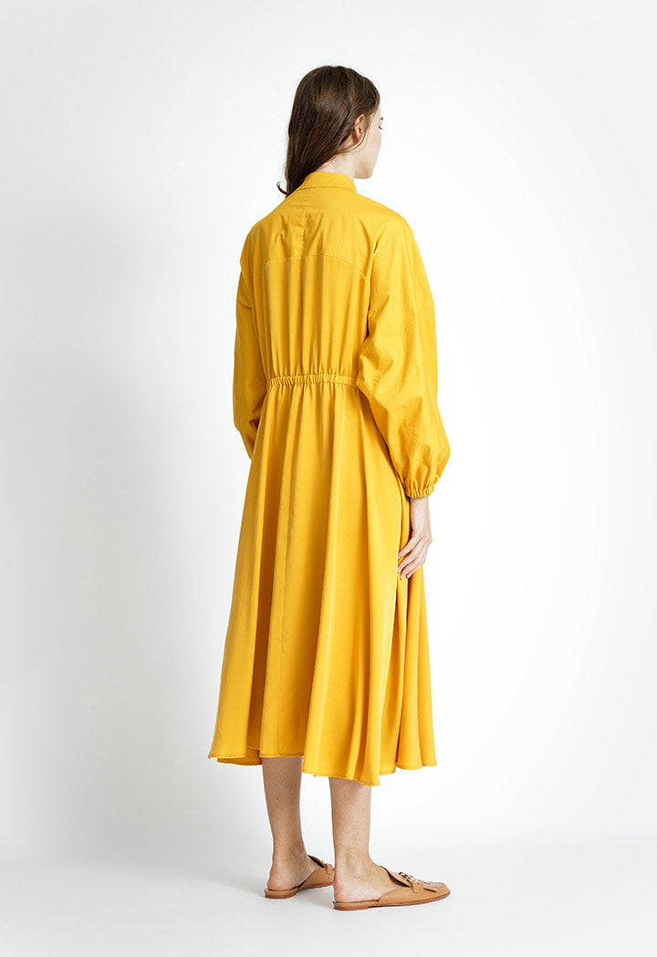 Elastic Waistband Long Flare Dress