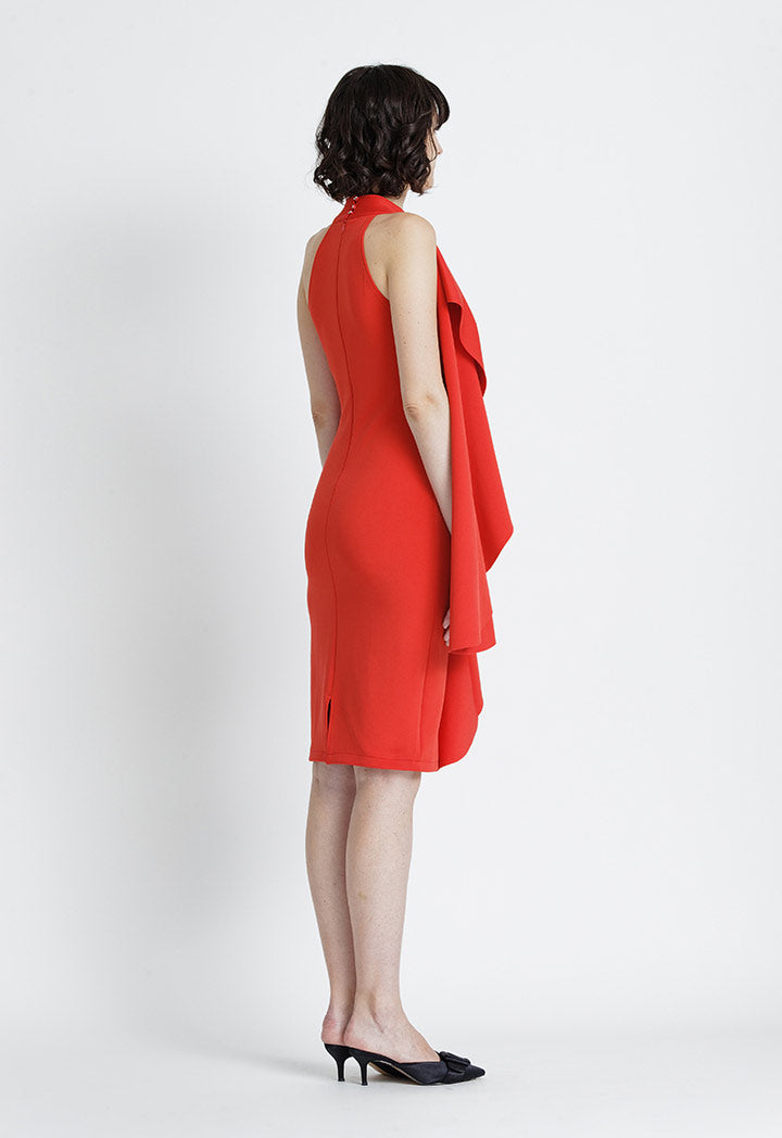 Long Ruffle Solid Dress