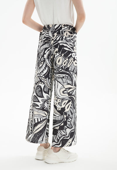 Hand Sketch Printed Neoprene Culottes