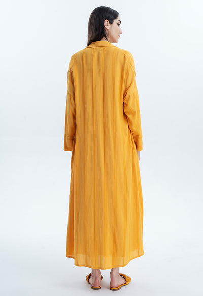 Shawl Collar Textured Casual Abaya