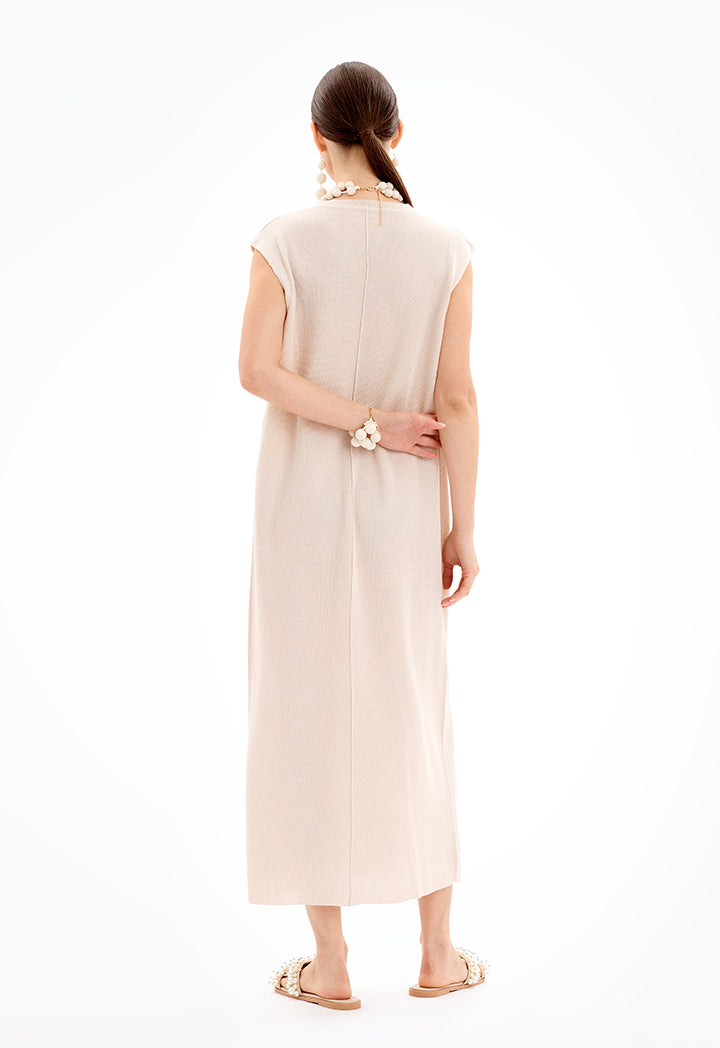 Sleeveless Solid Knit Maxi Dress