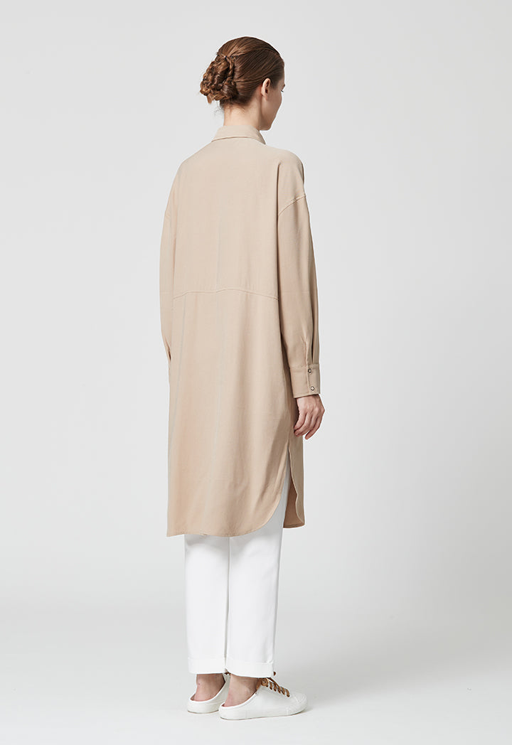 Rounded Hem Soft Tencel Shirt Dress