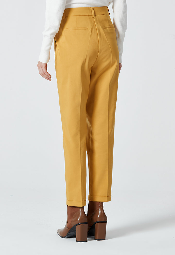 Folded Hem Solid Pegged Trouser