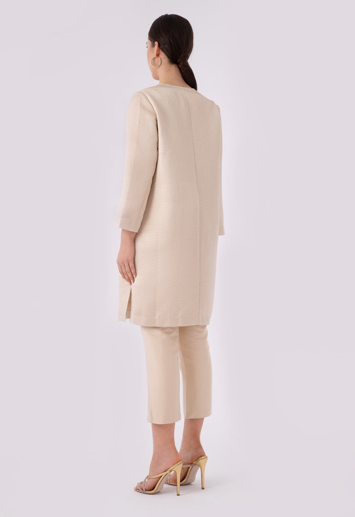 Embossed Jacquard Open Front Outerwear