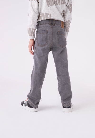 Elasticated Back Waistband Thread Trim Denim Pants