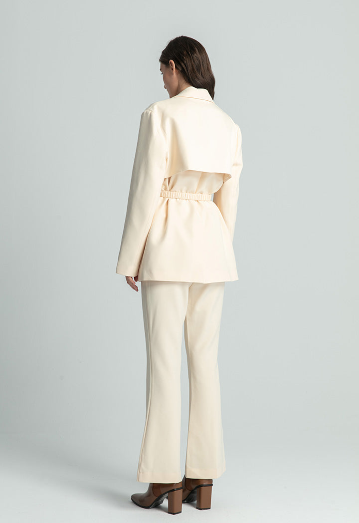 Over Flap Notched Lapel Solid Blazer