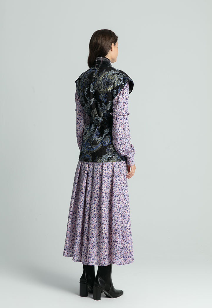 Plaid Continuous Collar Quilted Outerwear