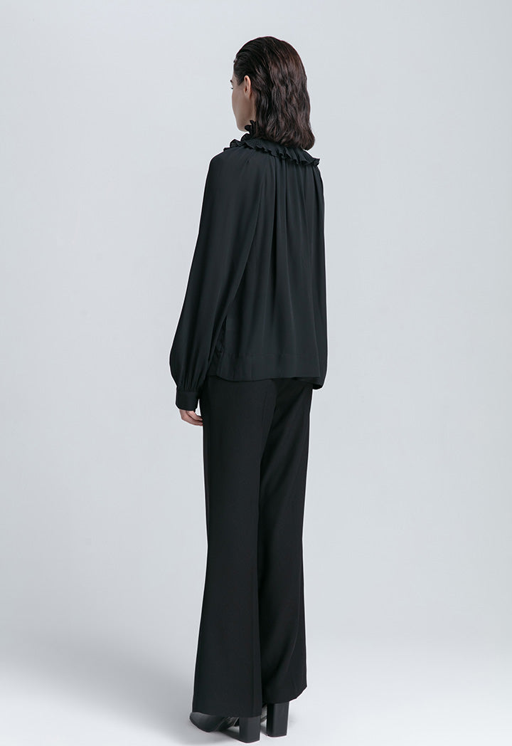 Double Ruffled Long Sleeve Blouse