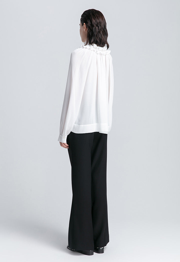 Double Ruffled Long Sleeve Blouse
