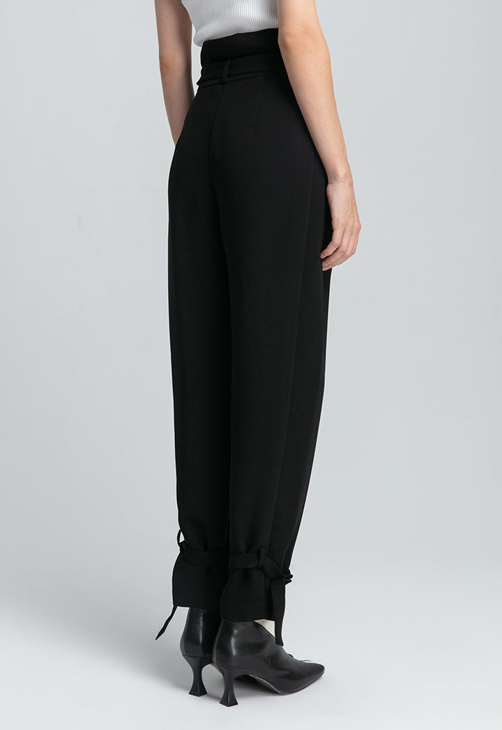 Wide Waistband Solid Pegged Trouser